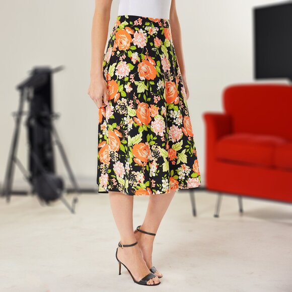 Women’s Printed Midi High Waist Breathable Soft Casual & Formal Wear Mid Length - Picture 8 of 16